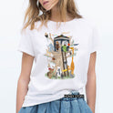 Cute Cartoon Music Zoo Print Lady T-Shirt