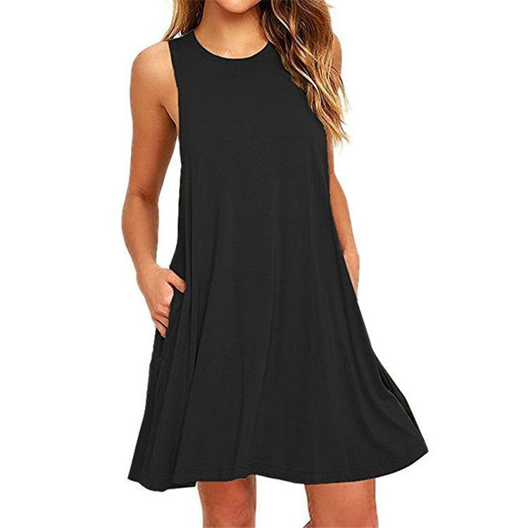 Sleeveless baggy vest pocket dress