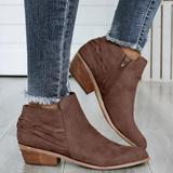 Round toe hand-woven belt single short boots