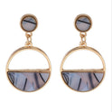 Geometric Semicircle Openwork Imitation Marble Earrings