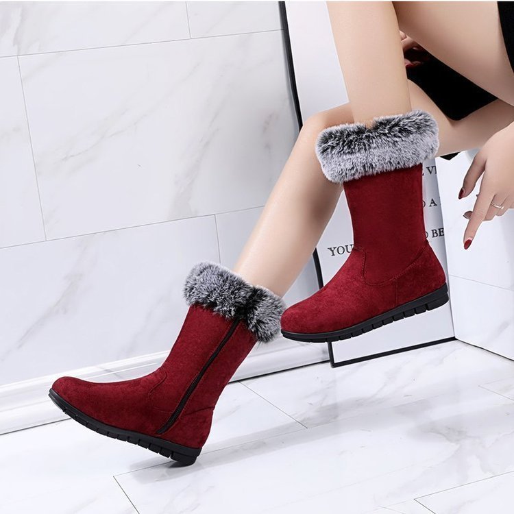 Women's snow boots suede low heel casual women's shoes