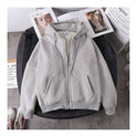 Student versatile loose hooded zipper cardigan sweater