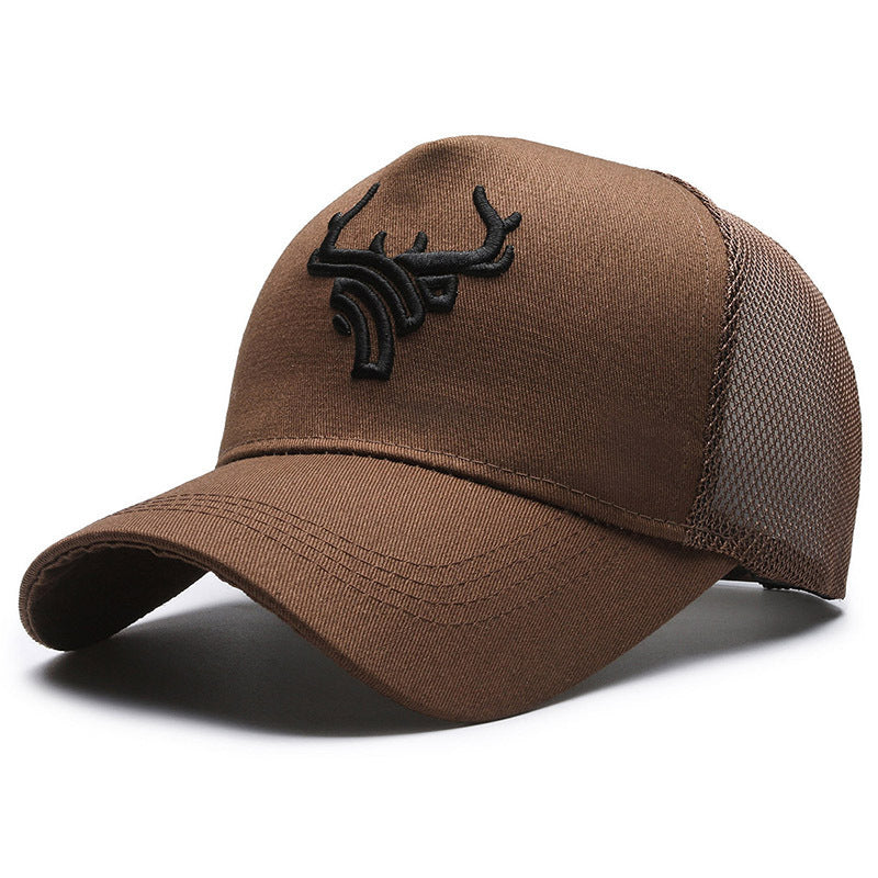 Deer Head Rear Mesh Tall Crown Baseball Cap Men's Summer Breathable