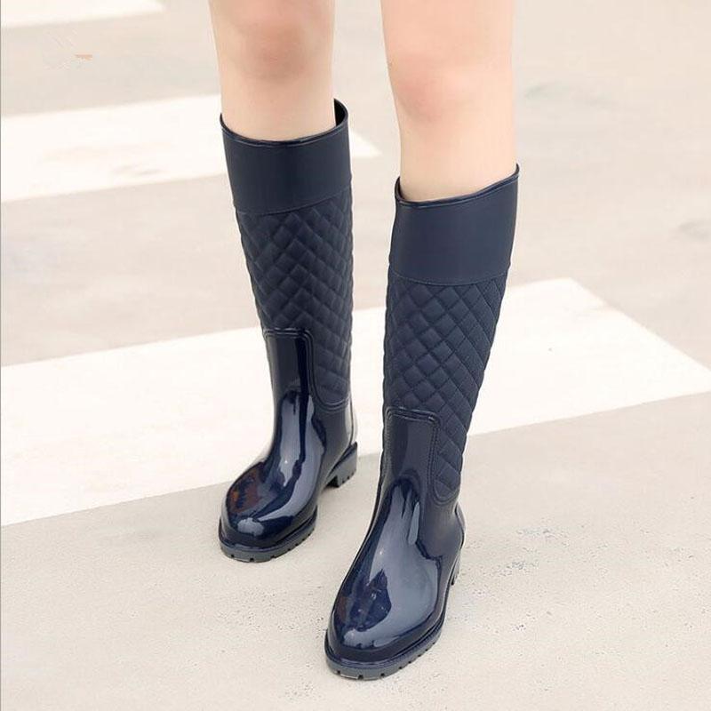 Women's High Tube Rain Shoes Diamond Lattice Rubber Shoes