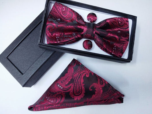 Paisley pattern bow tie dark blue black bow tie male British fashion cashew flower bow gift set