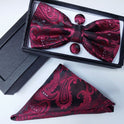 Paisley pattern bow tie dark blue black bow tie male British fashion cashew flower bow gift set