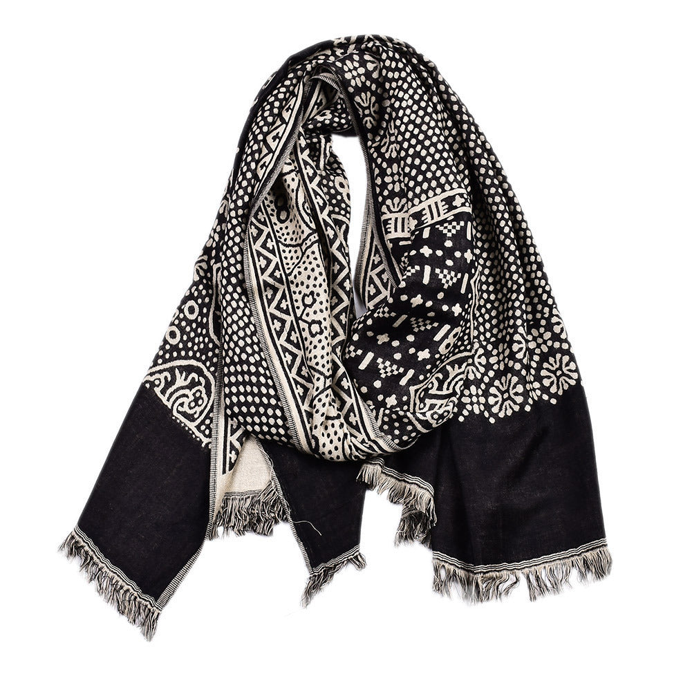 Men's short beard ethnic style scarf