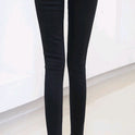 spring new high waist jeans female raw edge nine points trousers split fork pants female student pants