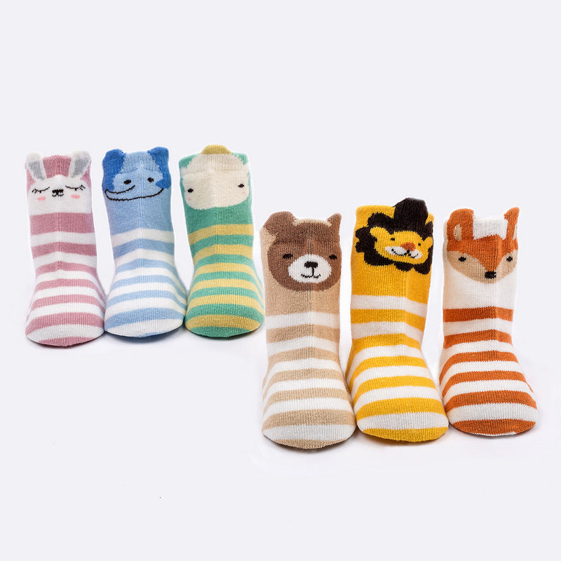 Three-Dimensional Striped Animal Children's Socks