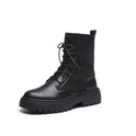 Women's thick-heel motorcycle platform short flat boots