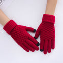 Female winter gloves touch screen five fingers