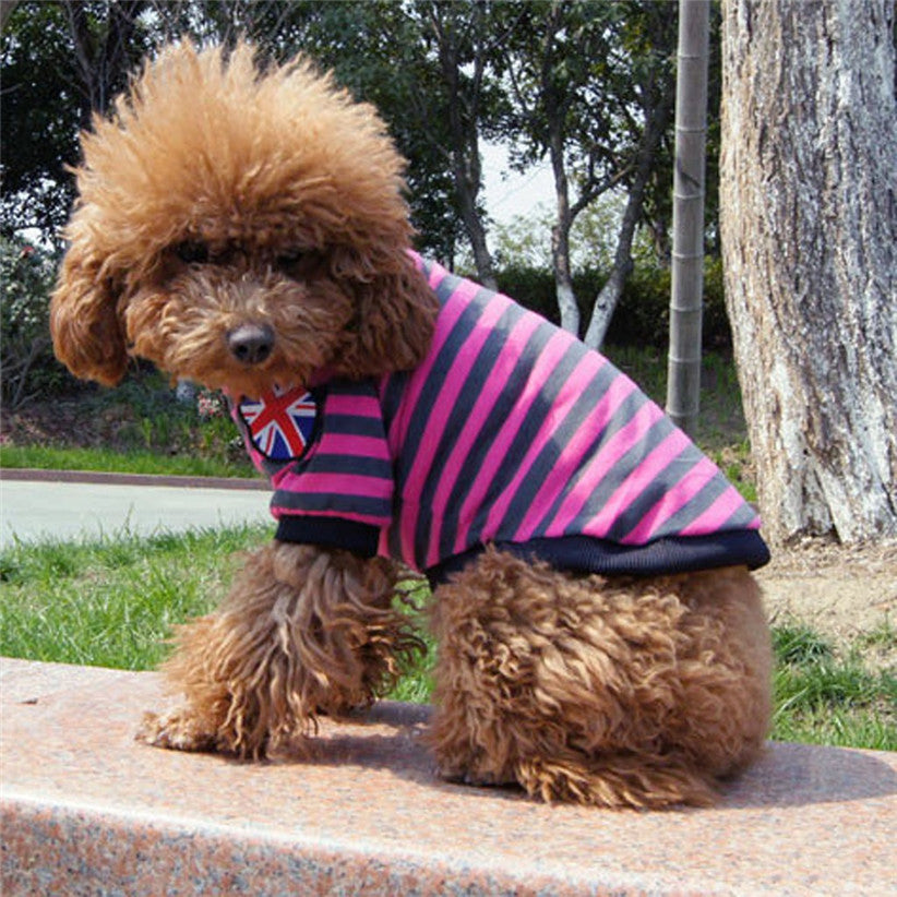 Casual striped round neck t-shirt pet dog clothes