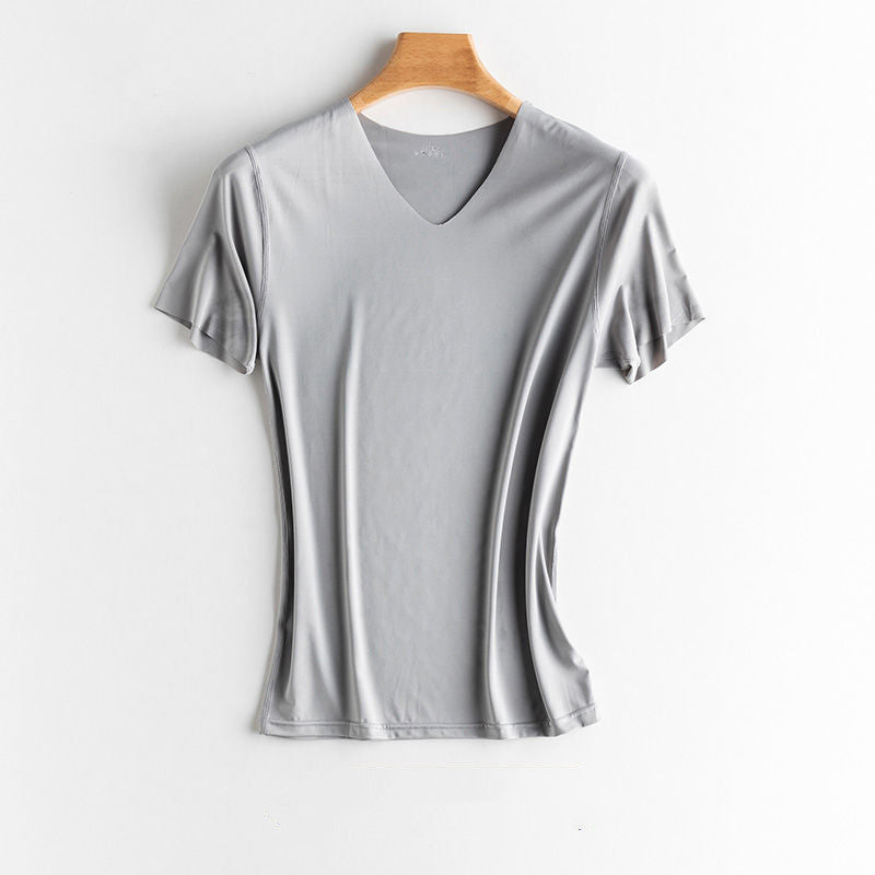 Male ice silk v-neck short sleeve