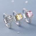 Ring Female Square Zirconium Diamond Wide Surface