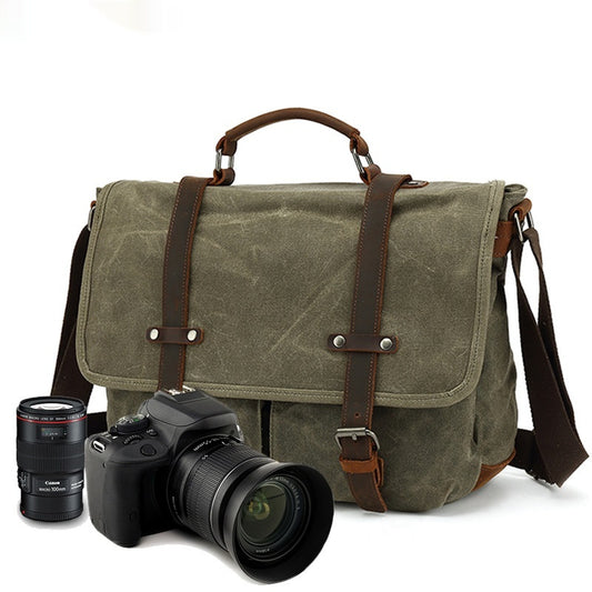 One Shoulder Retro Camera Wind Waterproof Waxed Crossbody Bag