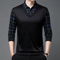 Men's Autumn False Two-piece Shirt Collar T-shirt Long Sleeve Knitwear Top