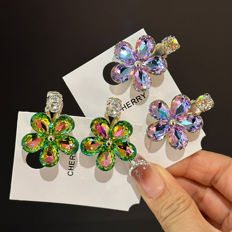 Fantasy Crystal Flowers Exquisite Side Barrettes