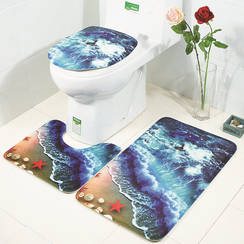 The bathroom toilet mat three-piece suit