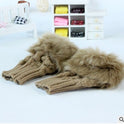 Autumn and winter warm thickening ladies gloves Korean rabbit hair cute half finger gloves wool knit gloves