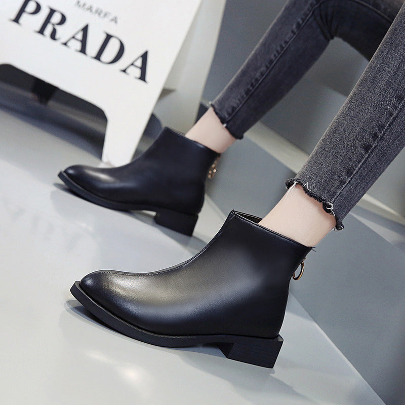 Korean style square heel round toe fashion boots