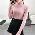 All-match Solid Color Slim Slimming Turtleneck High-neck Warm Long-