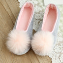 Super Soft Big Hair Ball Super Cute Flat Heel Low Top Bag Heel Pedal Shoes