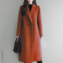 Solid Color Suit Collar Long-sleeved Woolen Coat