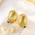 Fashion Special-interest Titanium Steel Gold-plated Diamond-embedded Conch Stud Earrings For Women