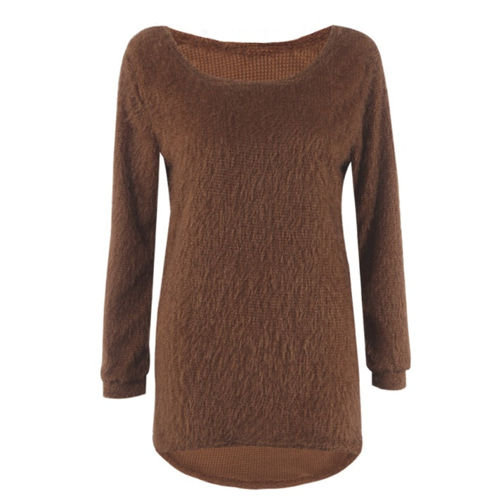 Solid color long-sleeved women's sweater tops Europe and the United States big plush