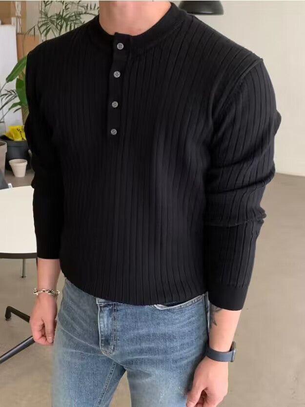 Men's Half-high Collar Button Sweater