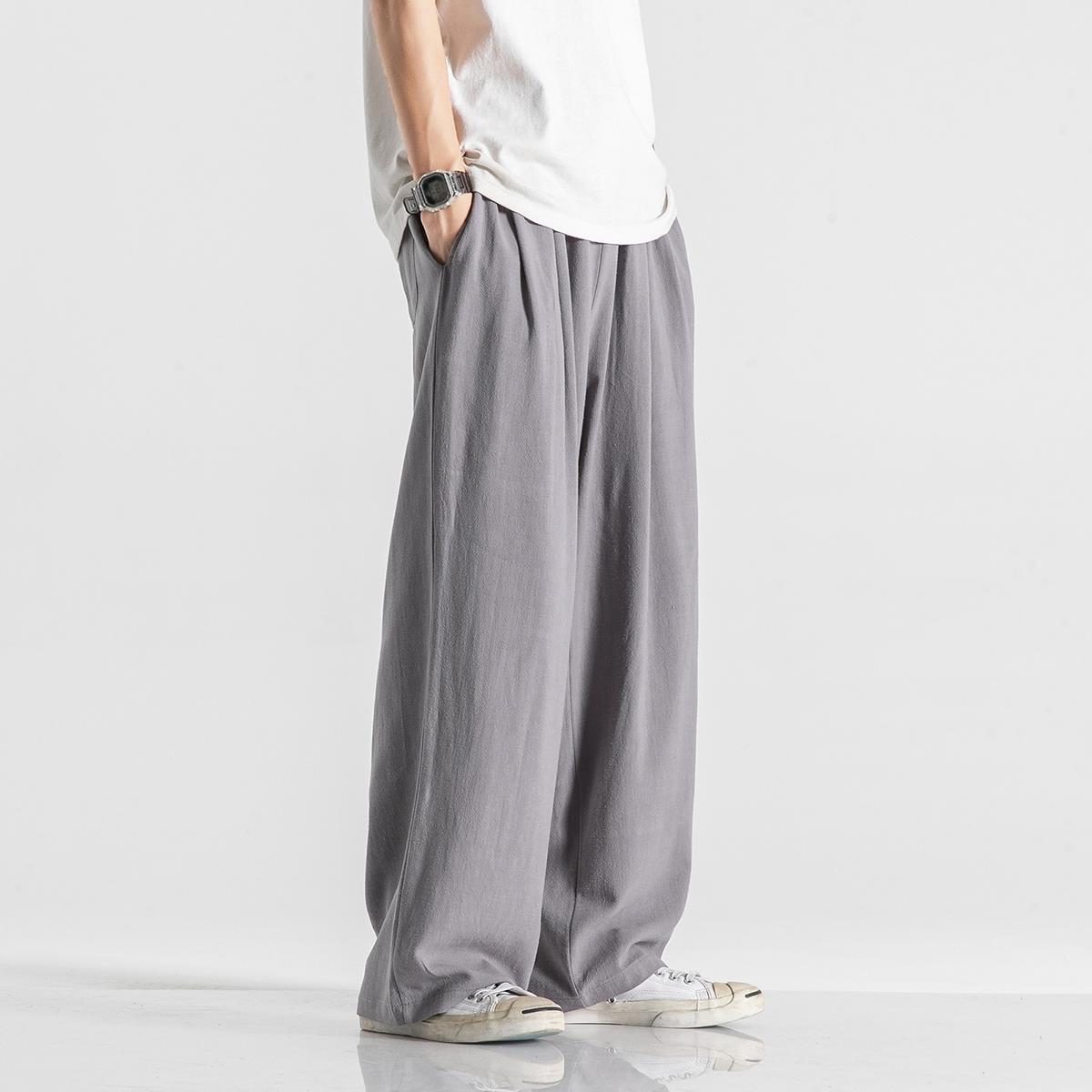 Lightweight Breathable Summer Plus Size Loose Straight Wide Leg Cotton And Linen Casual Pants