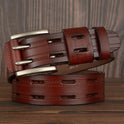 Double Pin Buckle Men's Leather Belt Personal Leisure Jeans Strap