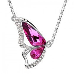 Fashion Butterfly Crystal Pendant Necklace