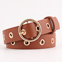 Round buckle wide belt ladies all-match belt