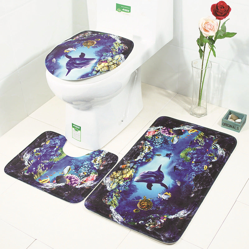 The bathroom toilet mat three-piece suit