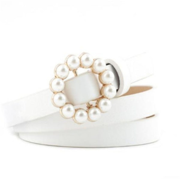 Faux leather pearl belt