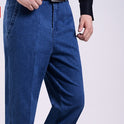 Spring and autumn in the old men's jeans wholesale in the elderly loose waist elastic denim trousers jeans