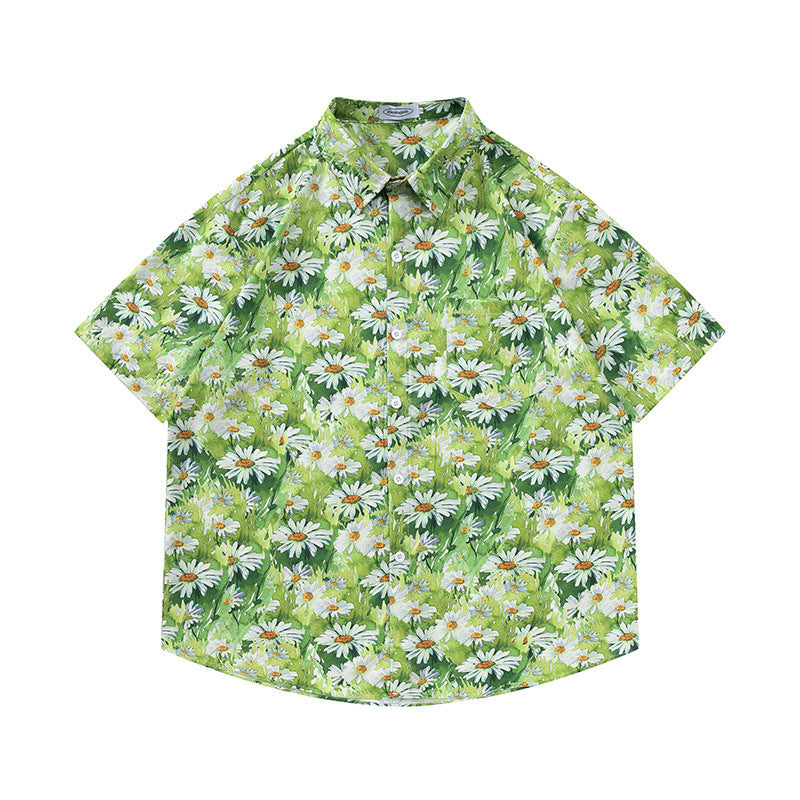 Retro Printed Shirt Short Sleeve Loose Design