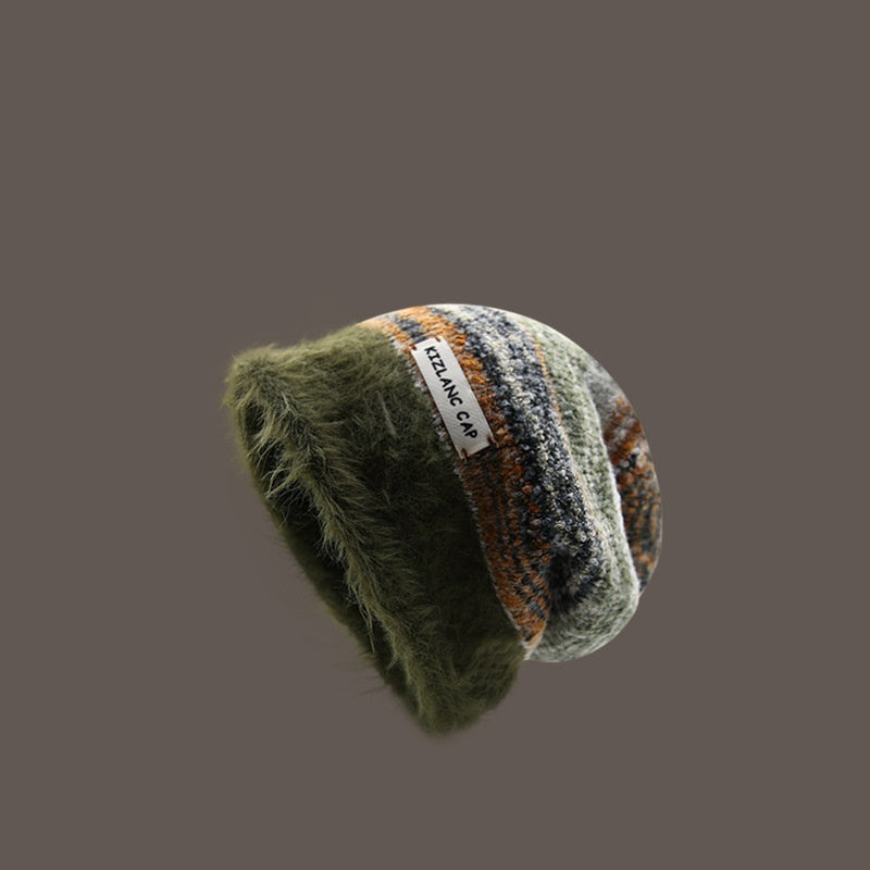 Plush Vintage Knitted Pile Heap Cap Sub Warm Wool Hat