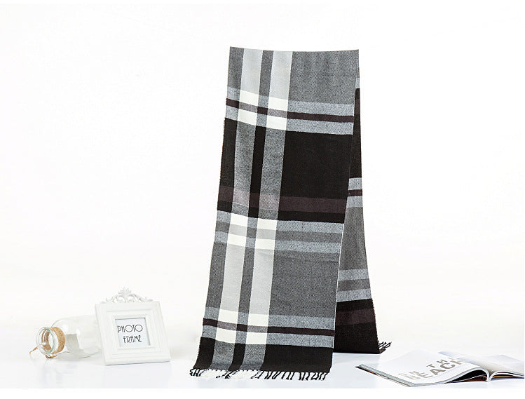 All-match Simple Men's Plaid Warm Scarf