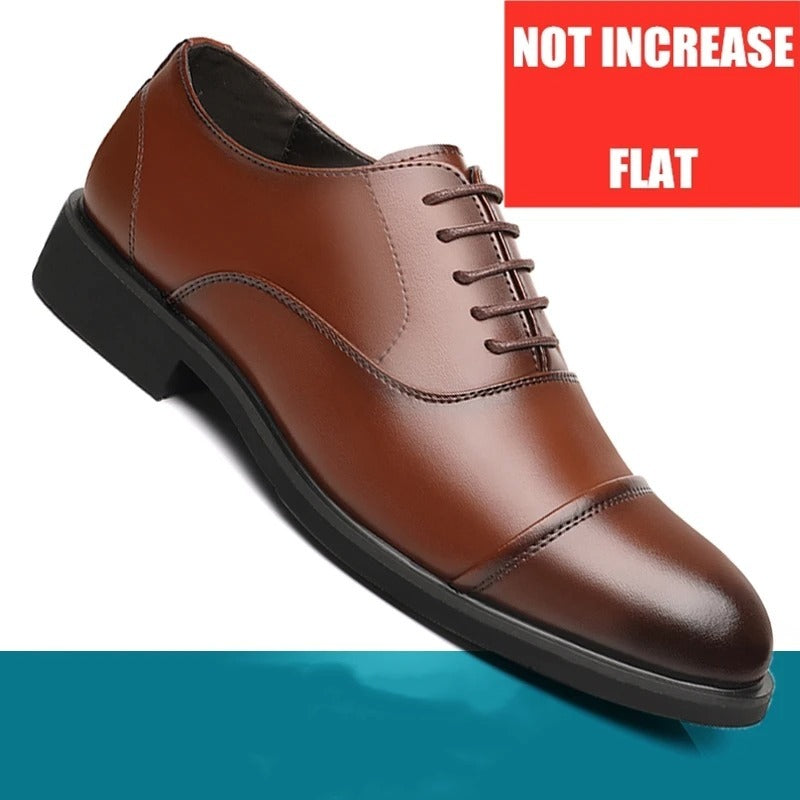 Leather Shoes Men's Height Increasing Insole Pointed Toe Wedding Shoes