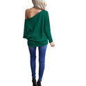 Women's Solid Color Long-sleeved Casual Loose T-shirt