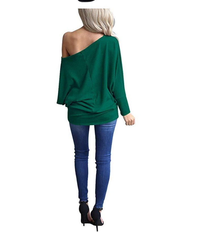 Women's Solid Color Long-sleeved Casual Loose T-shirt