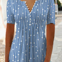 Women's Summer V-collar Polka Dot Short-sleeved Shirt