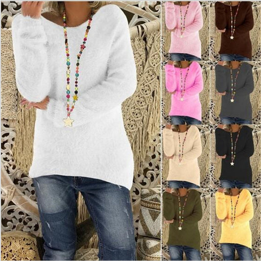 Explosive Solid Color Spot Autumn And Winter Women's Long-sleeved Loose Sweater