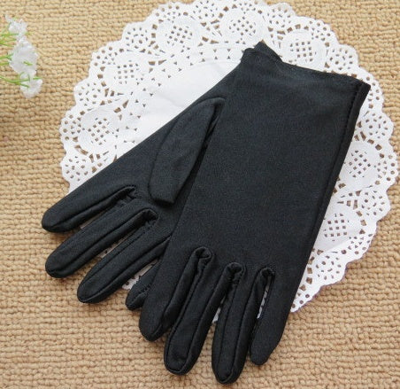 Men and women spandex sunscreen gloves thin summer black white etiquette gloves spring and autumn spandex elastic gloves