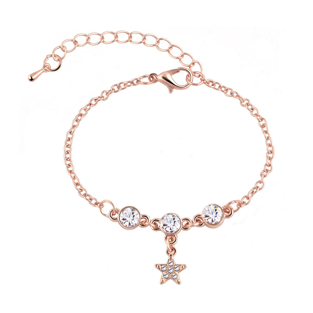 New Style Diamond Cup Hanging Five-pointed Star Diamond Bracelet