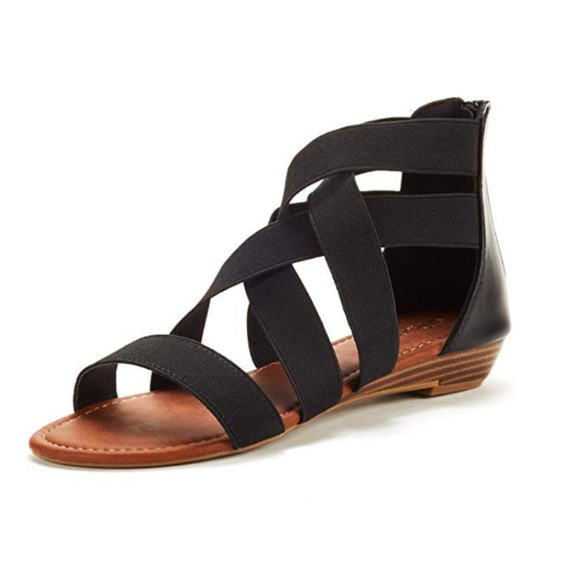 Cross Strap Wedge Sandals