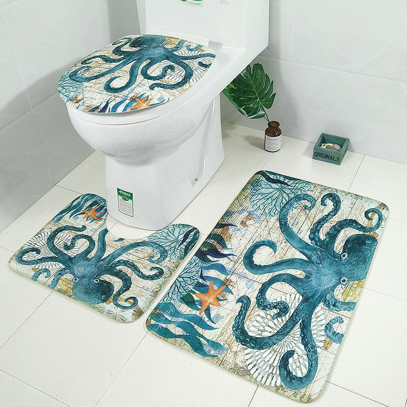 The bathroom toilet mat three-piece suit