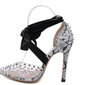 Studded Comfortable Lace Up Heel Sandals